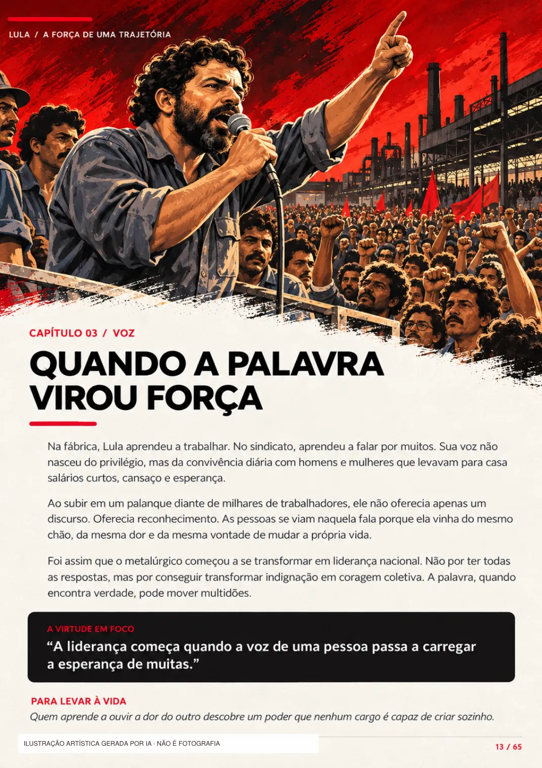 Representação artística de Lula durante a liderança sindical